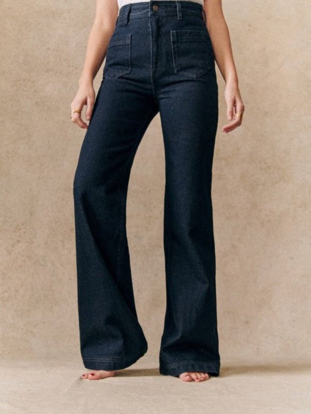 Sezane Le 70s Indigo High Waisted Trouser Jeans Size 38 33" inseam NEW NWOT